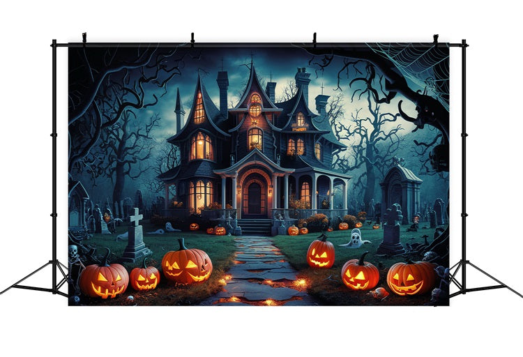 Halloween Toile de fond Maison hantée sinistre citrouilles BRP10-163