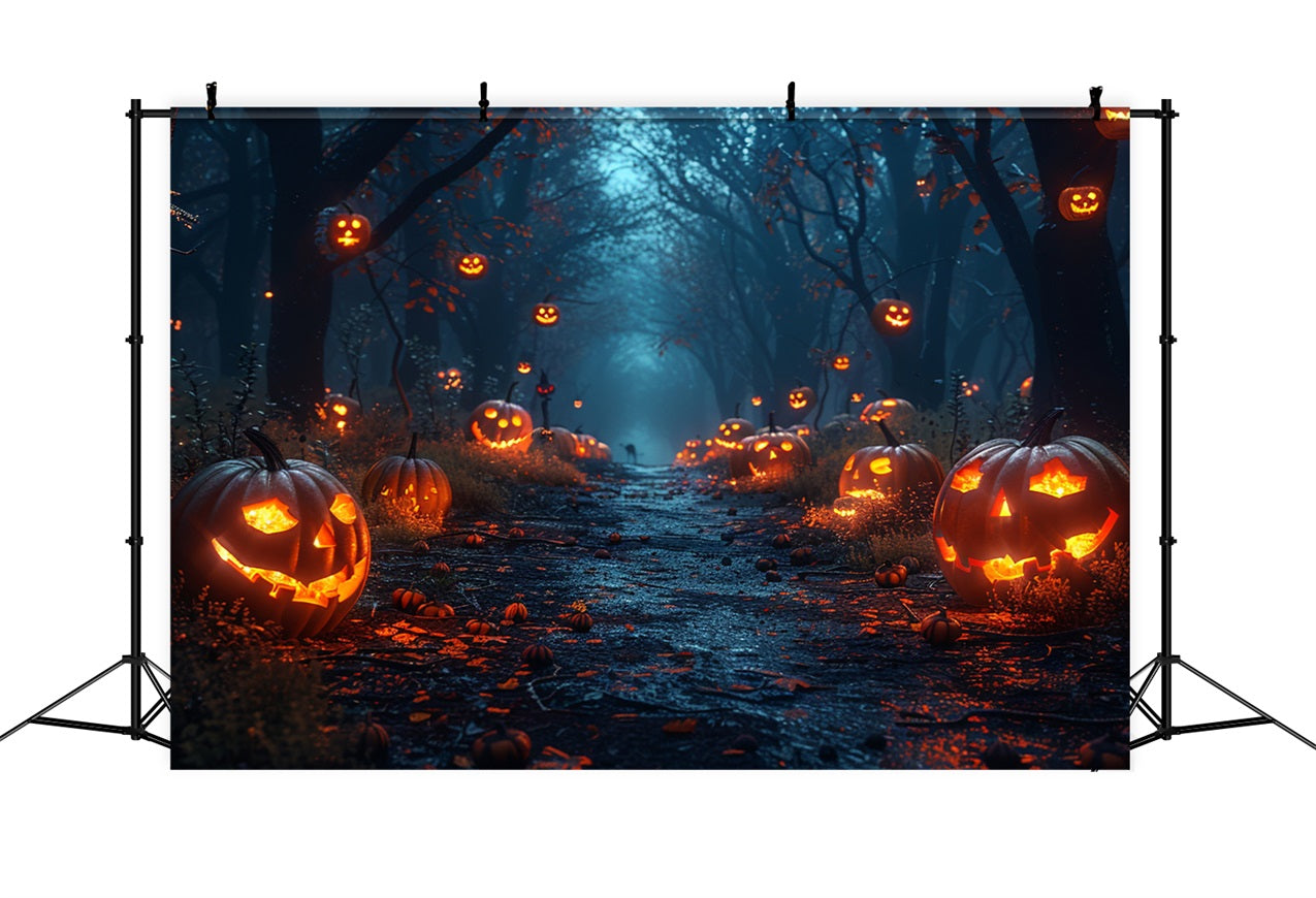 Halloween Toile de fond Sentier de citrouilles effrayantes forêt spooky BRP10-165