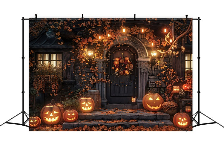 Halloween Toile de fond Maison hantée sombre citrouille lumineuse BRP10-169