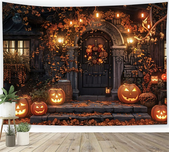 Halloween Toile de fond Maison hantée sombre citrouille lumineuse BRP10-169