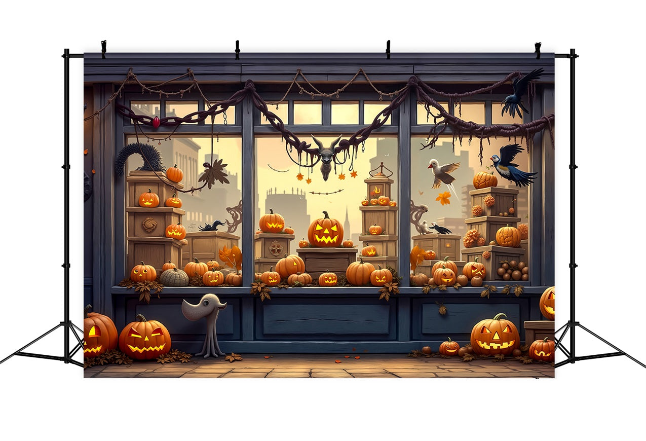 Halloween Toile de fond Vitrine effrayante de magasin citrouilles BRP10-170