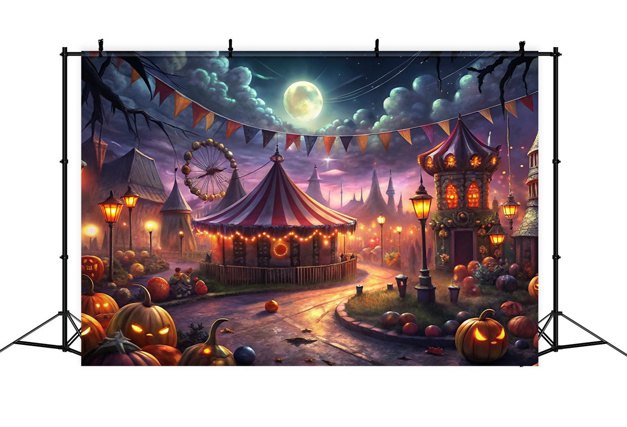 Halloween Toile de fond Fête foraine mystérieuse lune effrayante BRP10-172