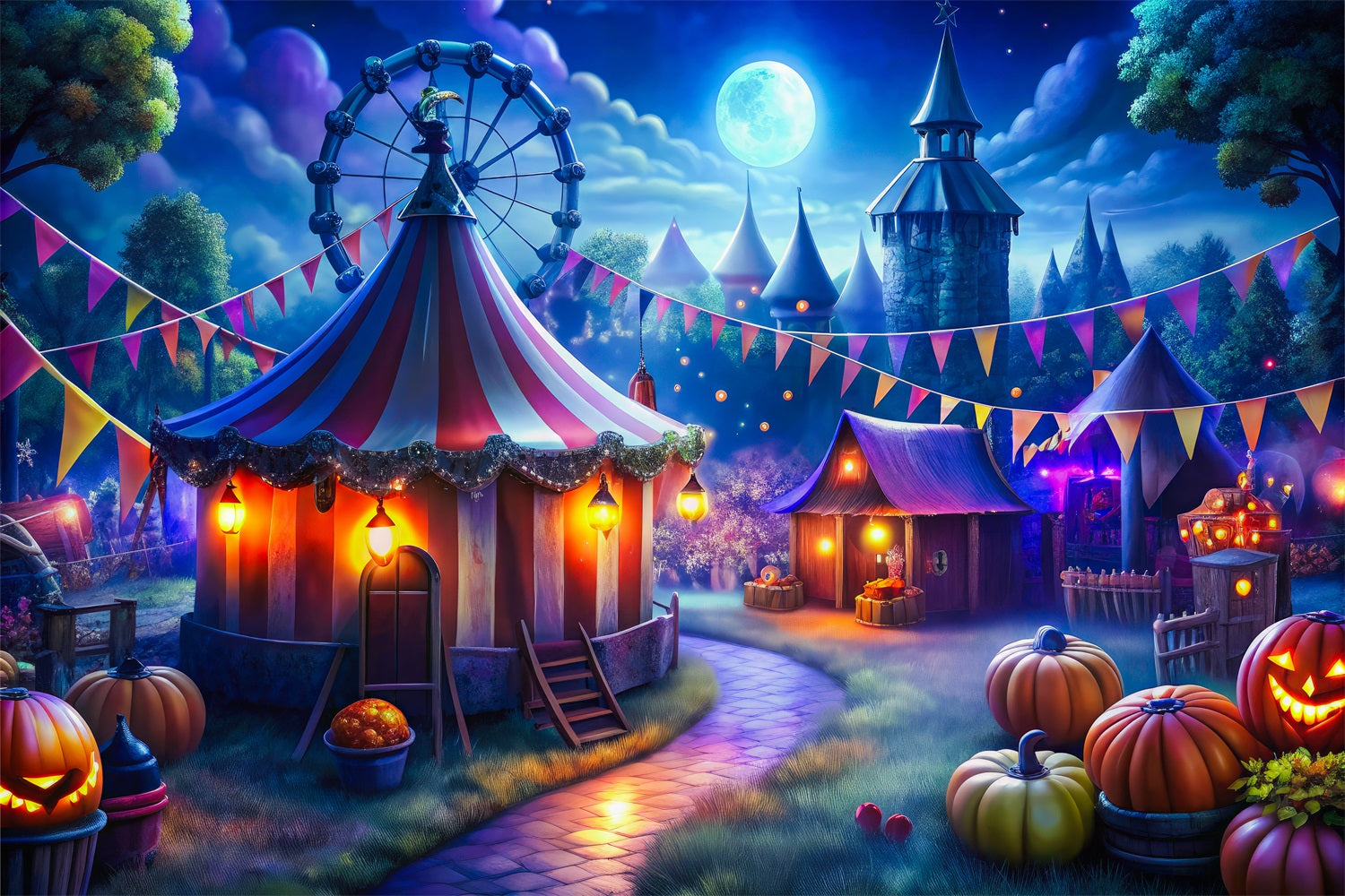 Halloween Toile de fond Carnaval sinistre nuit photo BRP10-173