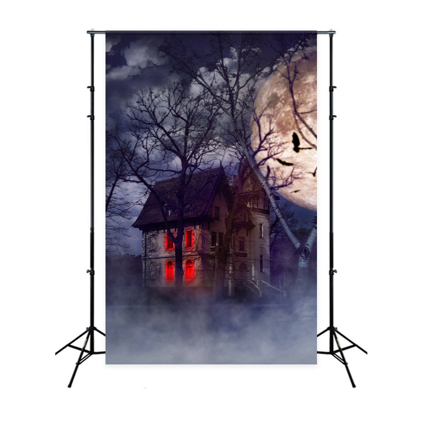 Halloween Toile de fond Maison hantée effrayante Pleine lune BRP10-178