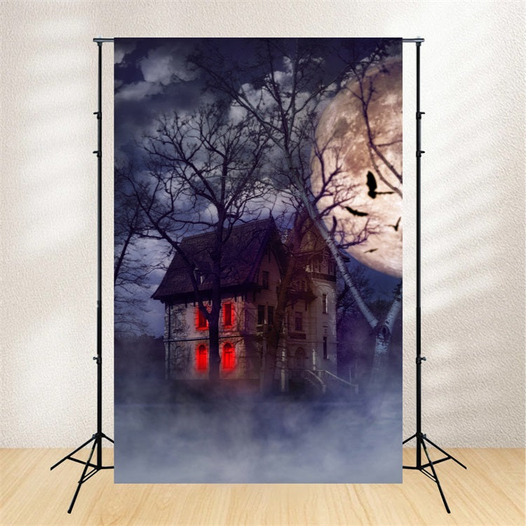 Halloween Toile de fond Maison hantée effrayante Pleine lune BRP10-178