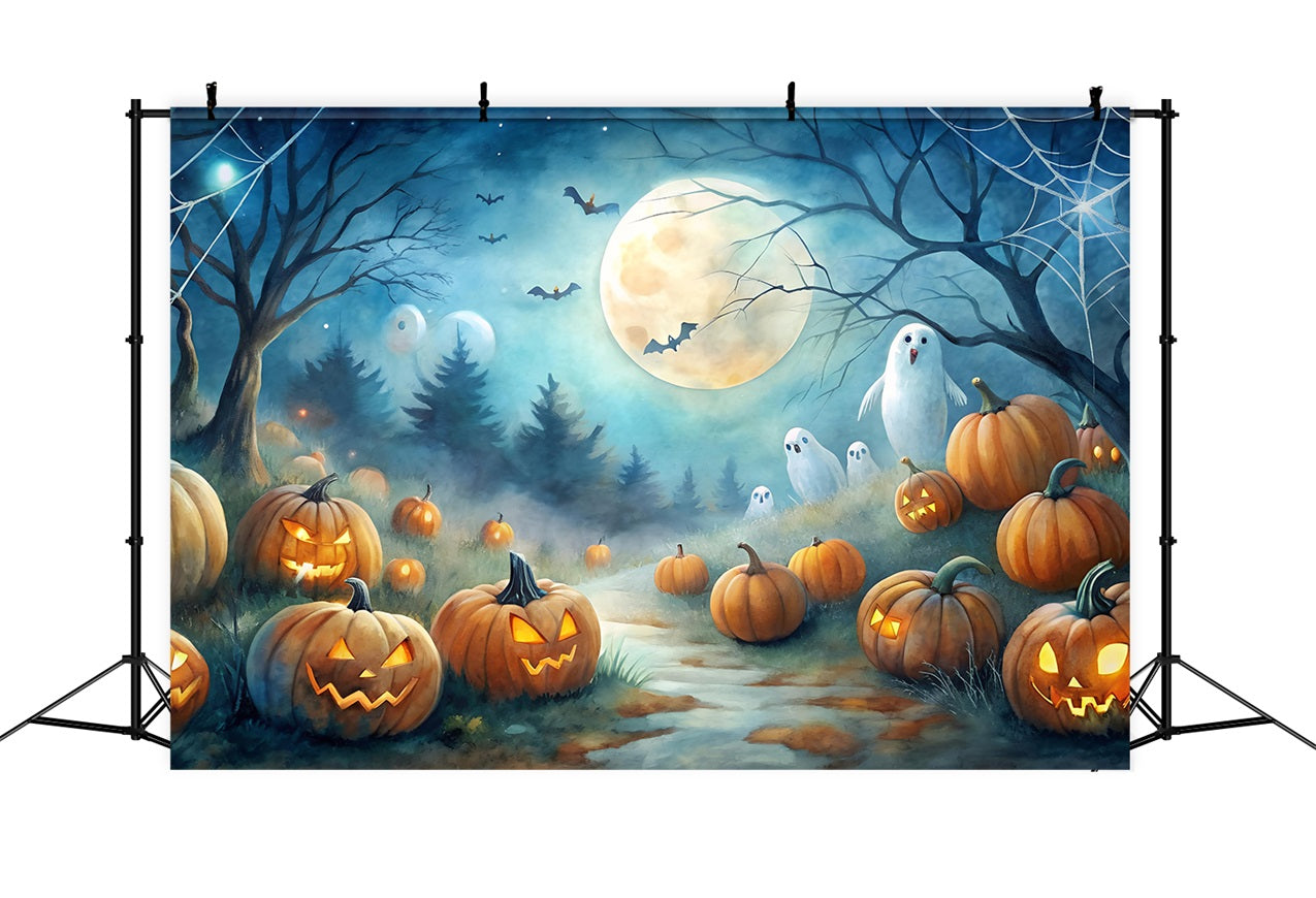 Halloween Toile de fond Citrouilles du verger avec des fantômes BRP10-183