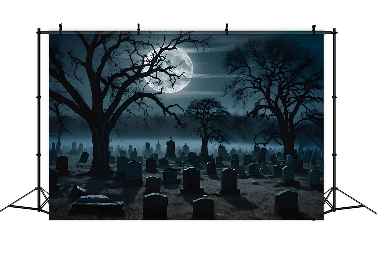 Halloween Toile de fond  sinistre cimetière avec arbres tordus BRP10-186