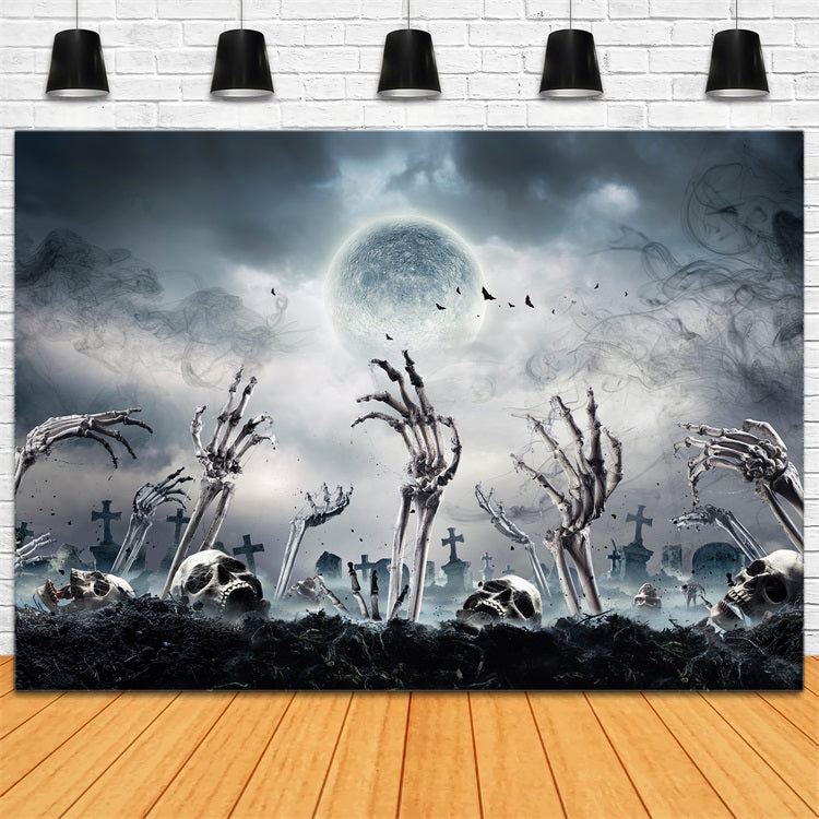 Halloween Toile de fond Mains squelettes sur la tombe BRP10-187