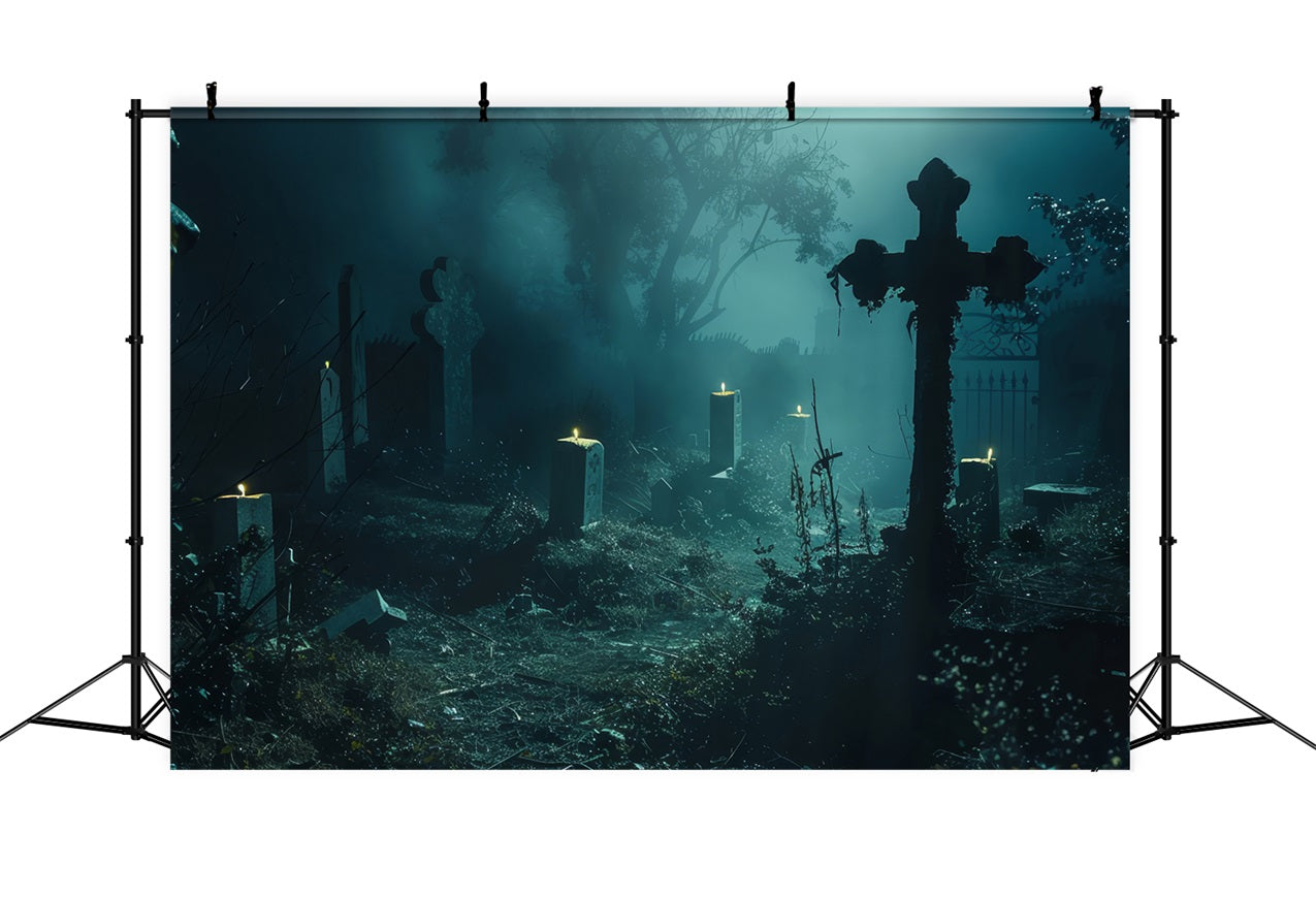 Halloween Toile de fond chemin de cimetière avec bougies BRP10-188