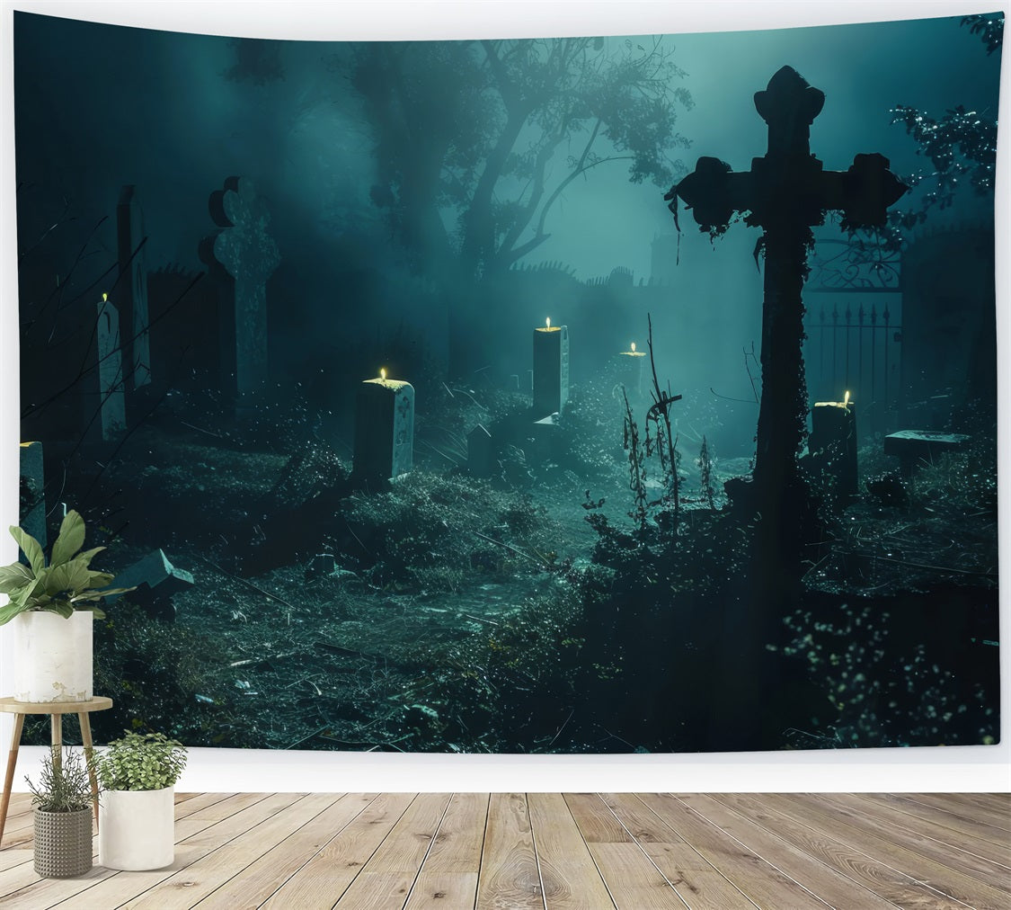 Halloween Toile de fond chemin de cimetière avec bougies BRP10-188