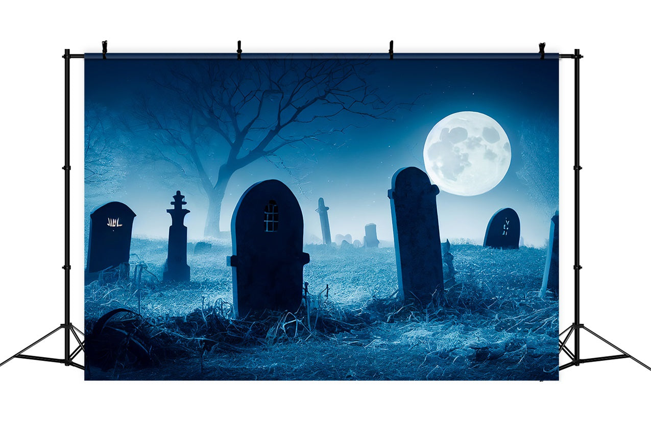 Halloween Toile de fond Cimetière effrayant nuit de pleine lune BRP10-195