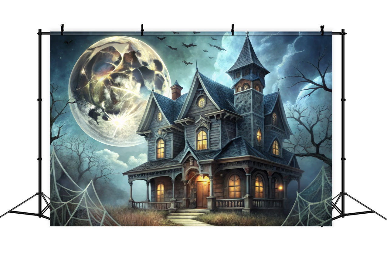 Halloween Toile de fond Manoir victorien effrayant avec chauves-souris BRP10-213