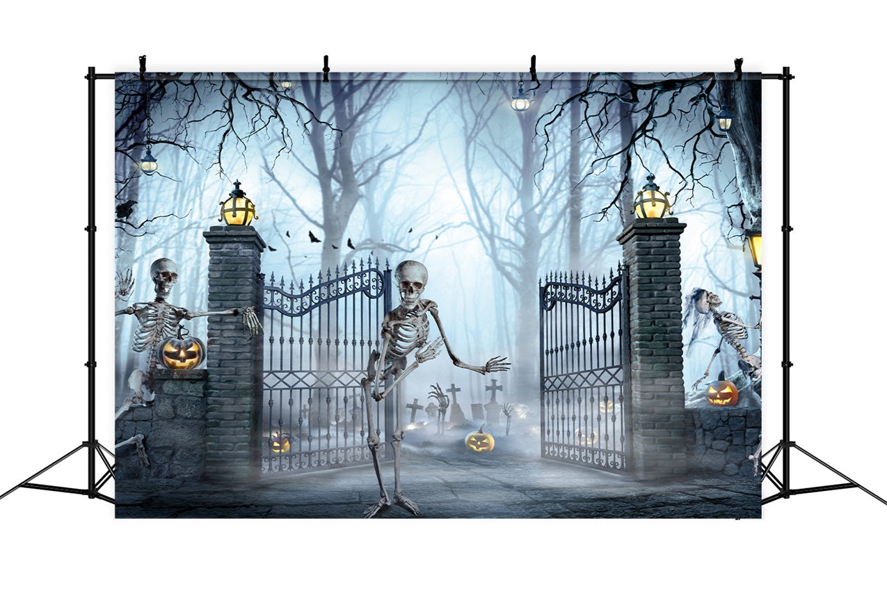 Halloween Toile de fond Portes du cimetière avec squelettes BRP10-214