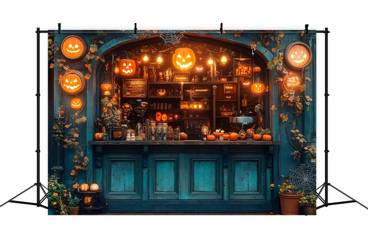 Halloween Toile de fond Bar avec citrouilles lumineuses BRP10-219