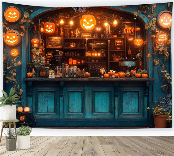 Halloween Toile de fond Bar avec citrouilles lumineuses BRP10-219