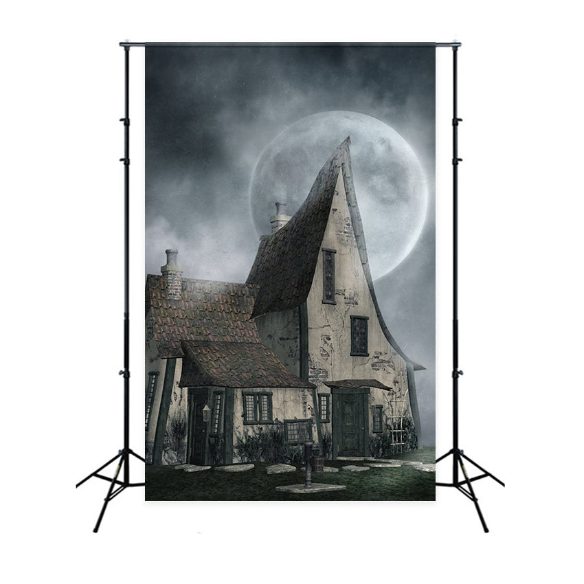 Halloween Toile de fond Maison hantée sous clair de lune brumeux BRP10-221