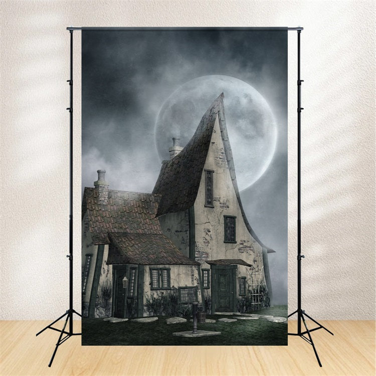 Halloween Toile de fond Maison hantée sous clair de lune brumeux BRP10-221