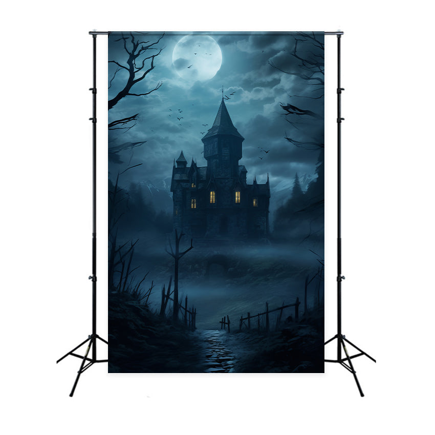 Halloween Toile de fond Château hanté sous nuit brumeuse BRP10-226