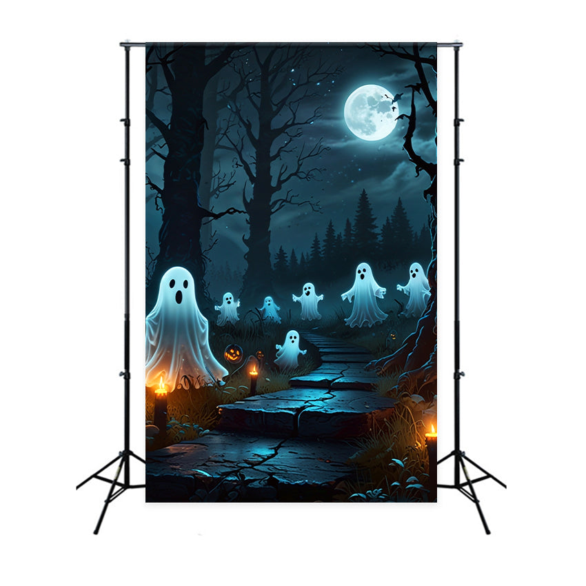 Halloween Toile de fond Fantômes effrayants dans une forêt sombre BRP10-228