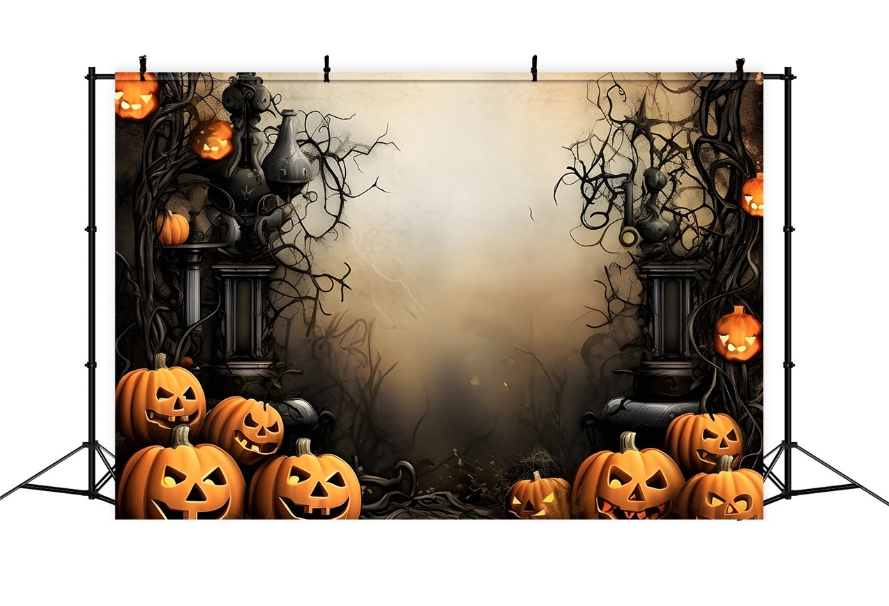 Halloween Toile de fond Citrouilles effrayantes et vignes tordues BRP10-231