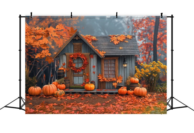 Automne Toile de Fond Photographie Petite Cabane Forêt BRP10-248