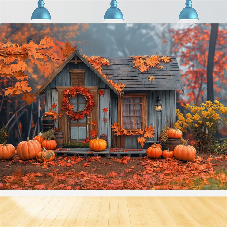 Automne Toile de Fond Photographie Petite Cabane Forêt BRP10-248