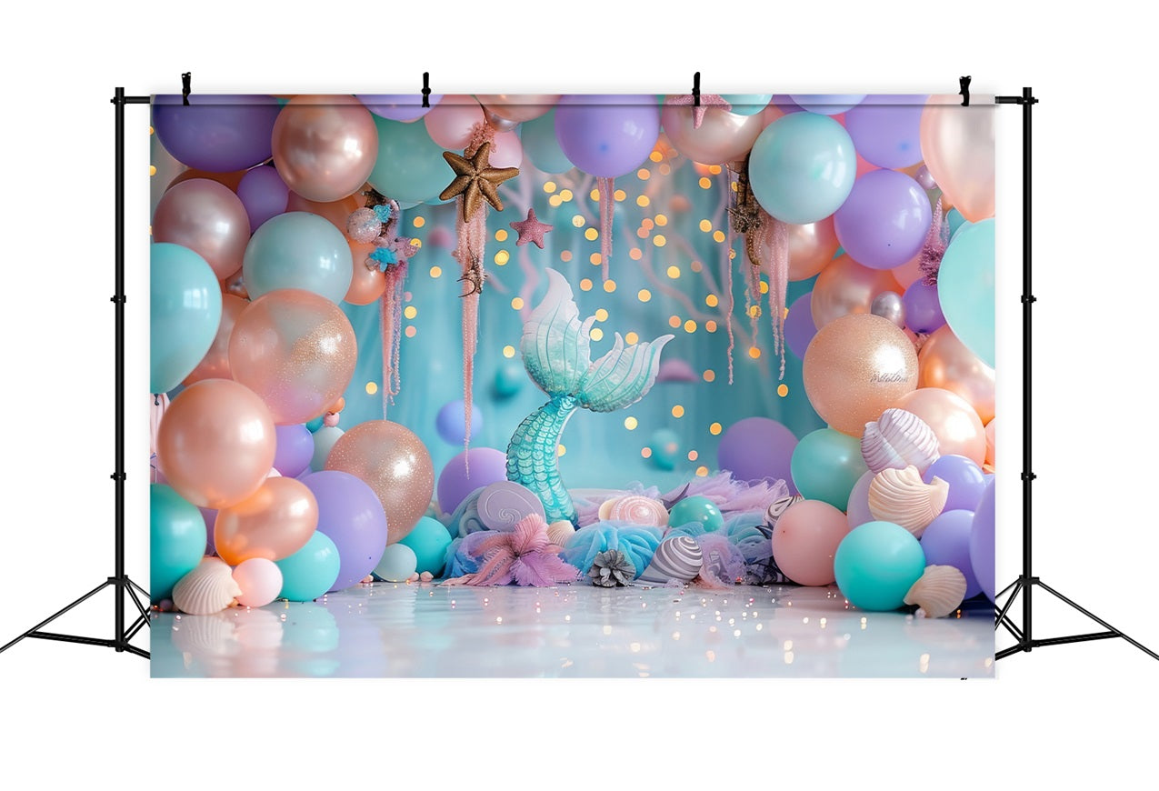 Toile de Fond Anniversaire Ballons Pastel Queue de Sirène BRP10-305