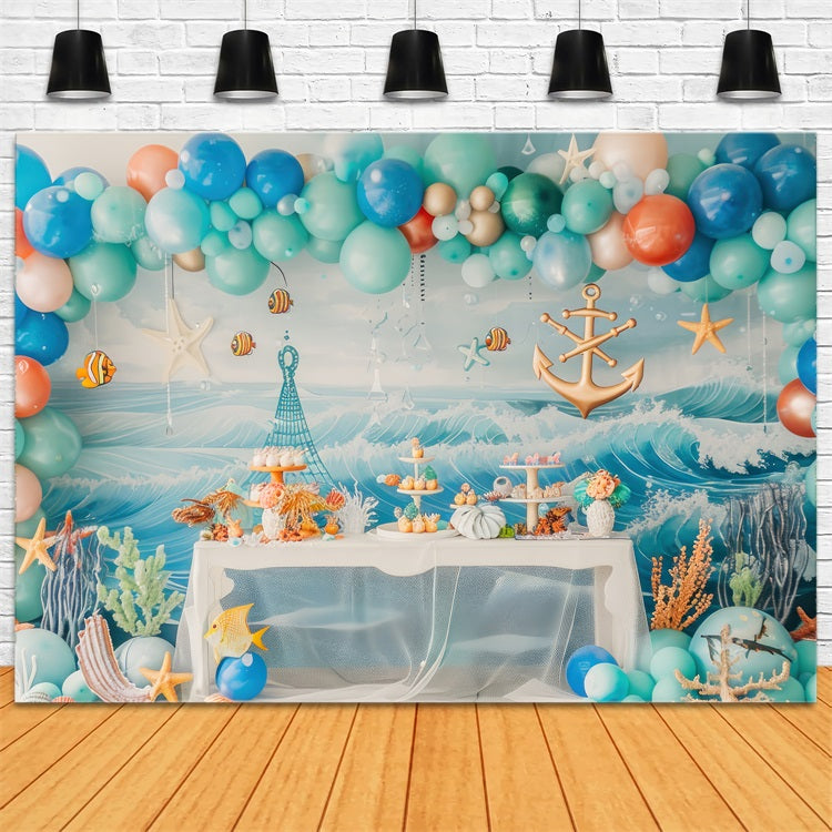 Toile de Fond Anniversaire Nautique Ancre Océan BRP10-307