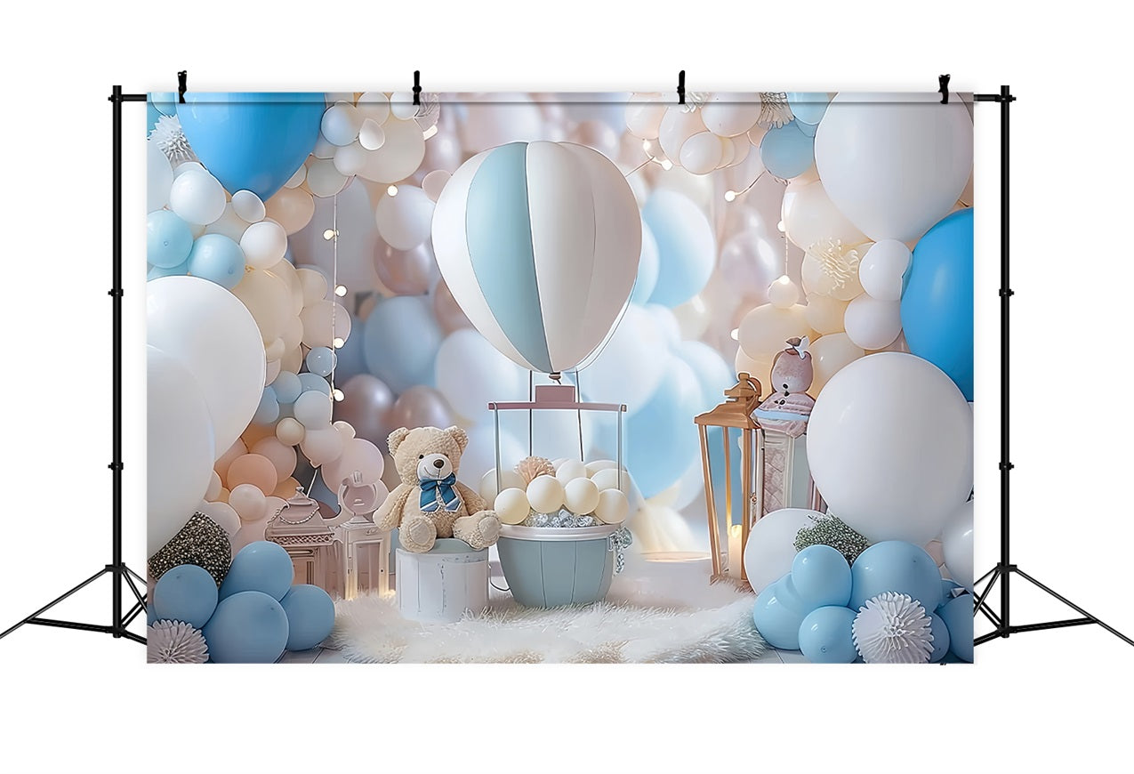 Toile de Fond Anniversaire Ballons Ourson BRP10-312