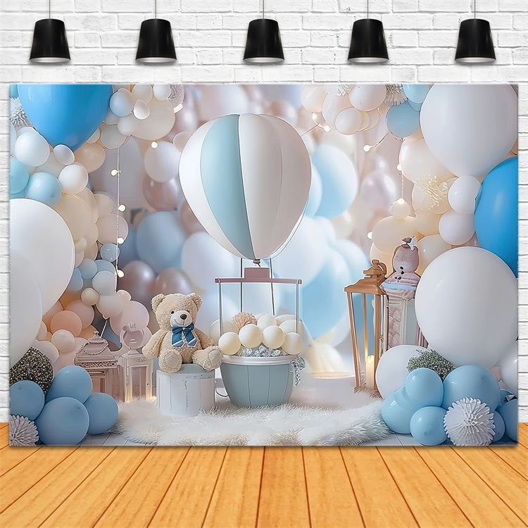 Toile de Fond Anniversaire Ballons Ourson BRP10-312