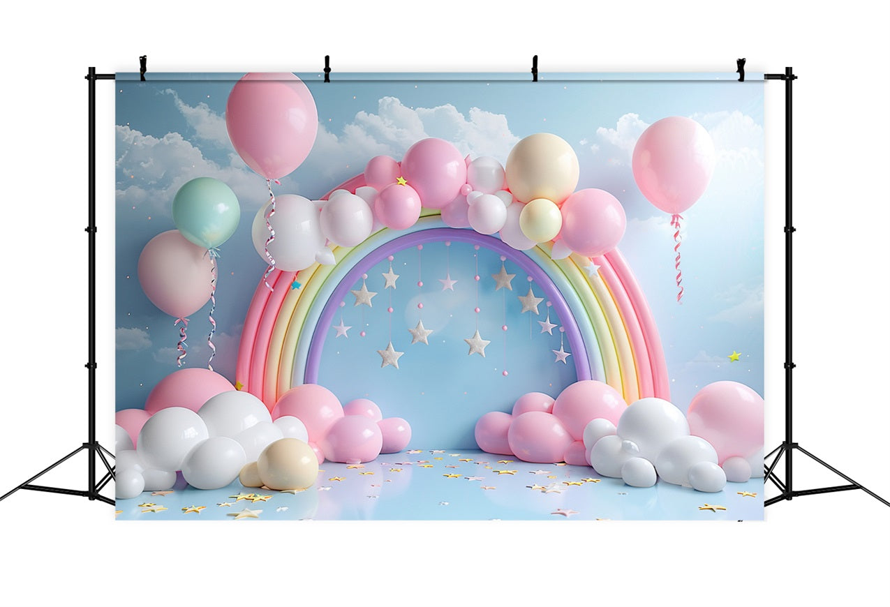 Toile de Fond Anniversaire Arc-en-Ciel Ballons BRP10-313