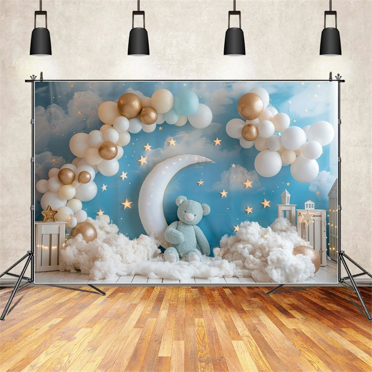 Toile de Fond Anniversaire Ciel Nocturne Lune Enfants BRP10-318