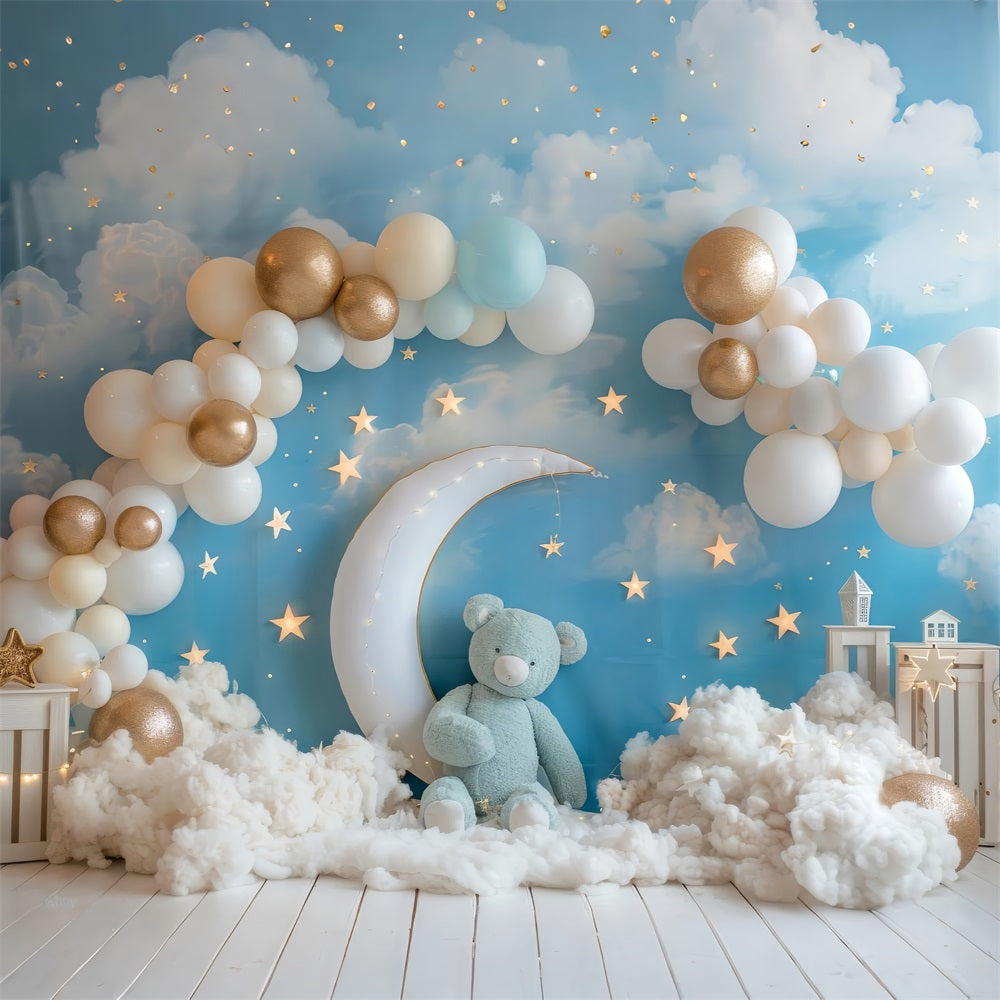 Toile de Fond Anniversaire Ciel Nocturne Lune Enfants BRP10-318