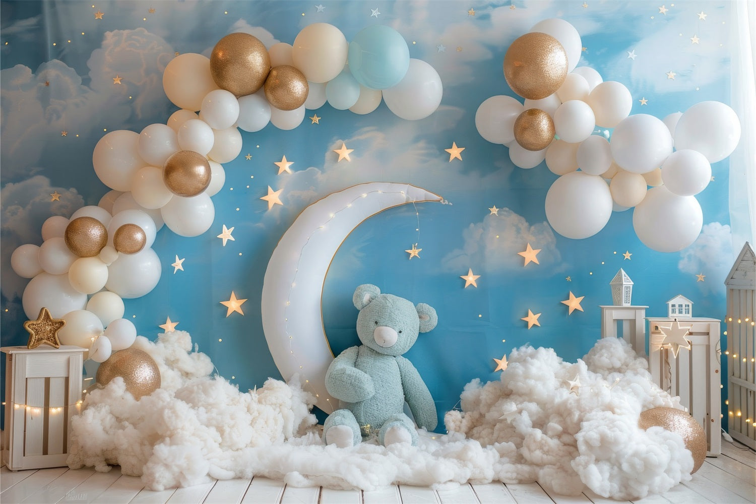 Toile de Fond Anniversaire Ciel Nocturne Lune Enfants BRP10-318