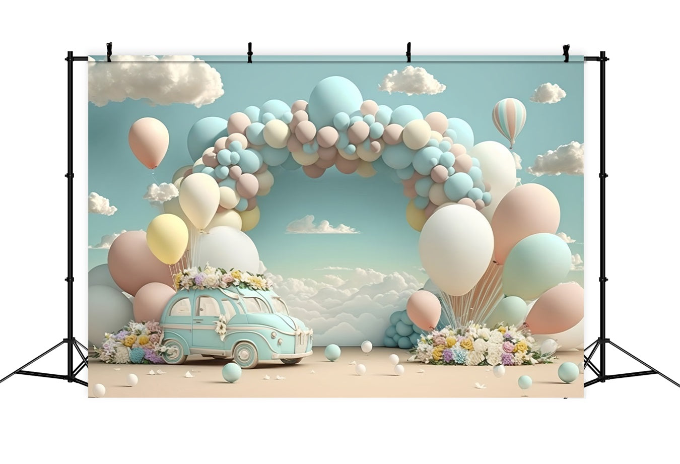 Toile de Fond Anniversaire Voiture Vintage Ballon Nuage BRP10-341