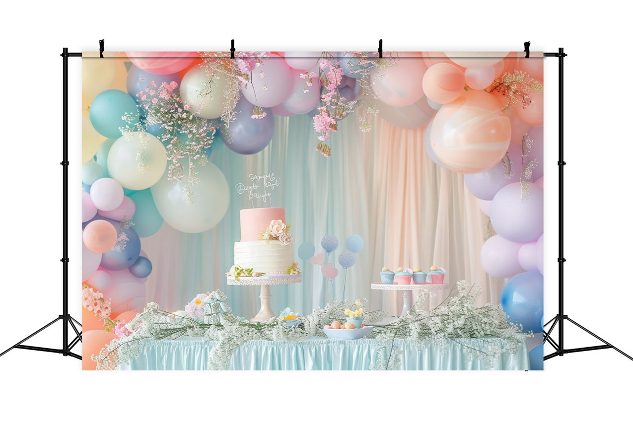 Toile de Fond Anniversaire Fête Gâteau Table Ballons BRP10-346