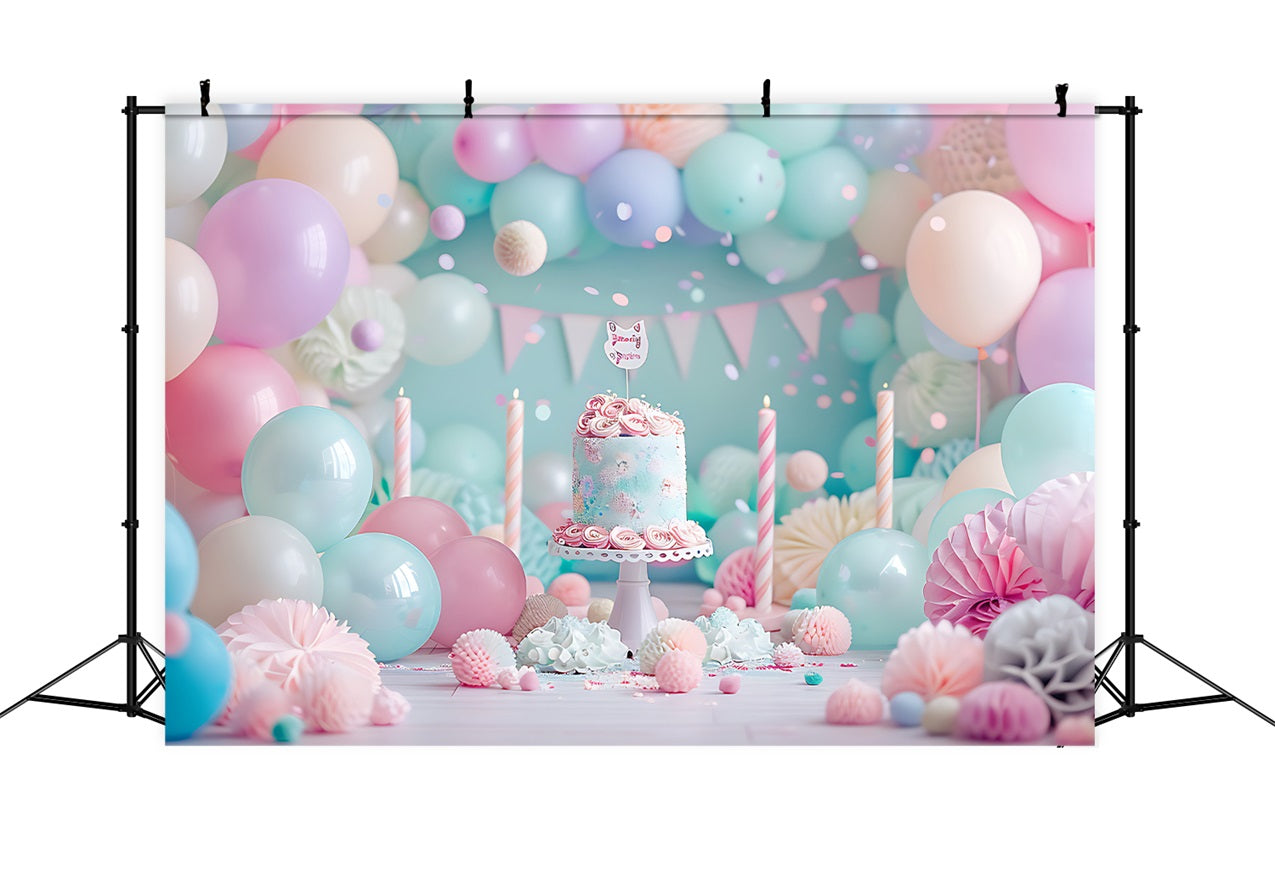 Toile de Fond Anniversaire Fête Ballons Gâteau BRP10-359