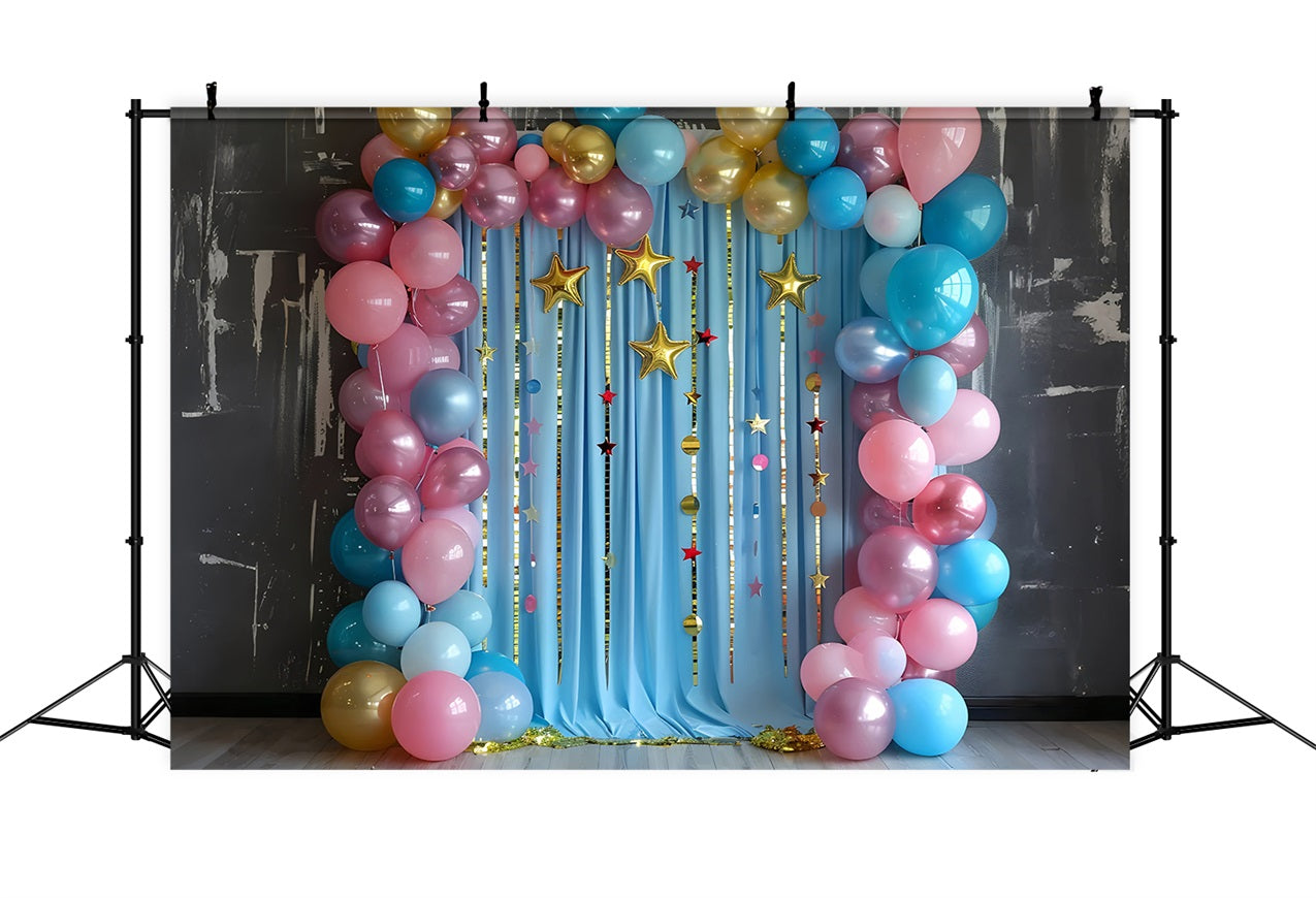 Toile de Fond Photographie Anniversaire Étoiles Ballons Arc BRP10-374