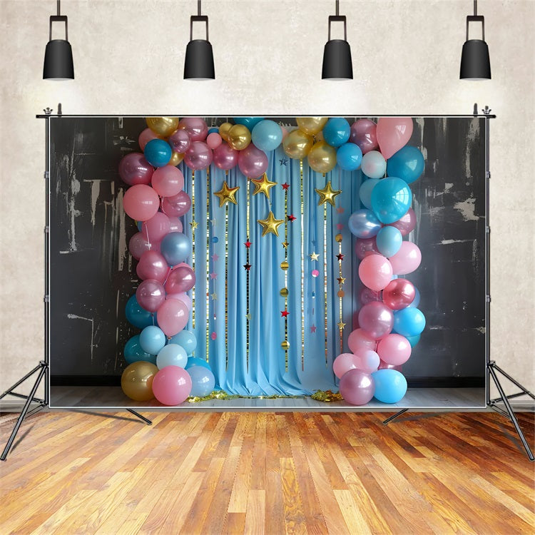 Toile de Fond Photographie Anniversaire Étoiles Ballons Arc BRP10-374