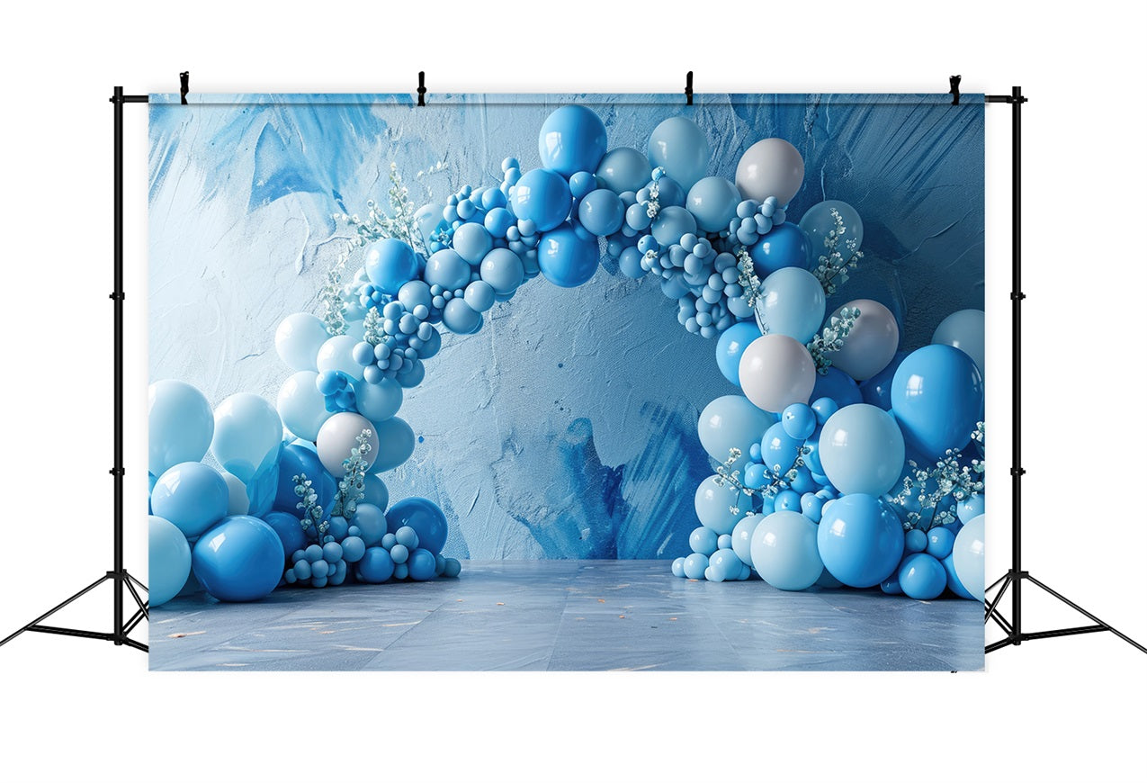 Toile de Fond Anniversaire Arc de Ballons Bleus BRP10-375