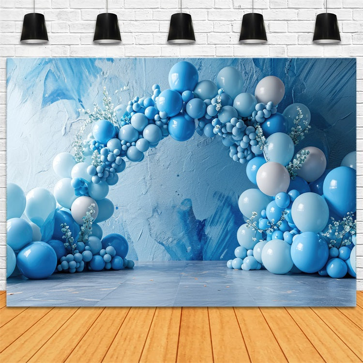 Toile de Fond Anniversaire Arc de Ballons Bleus BRP10-375