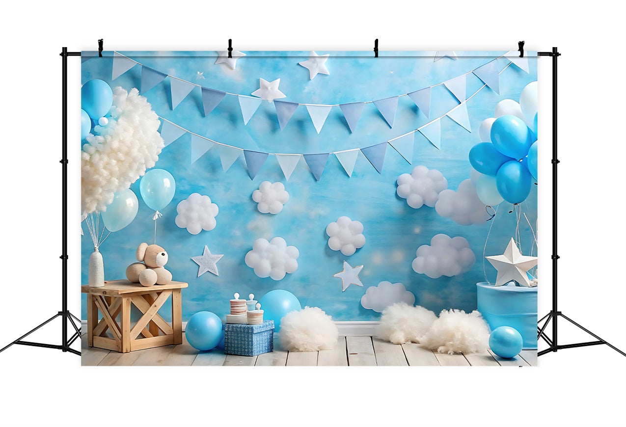 Toile de Fond Joyeux Anniversaire Ballons Nuageux BRP10-376