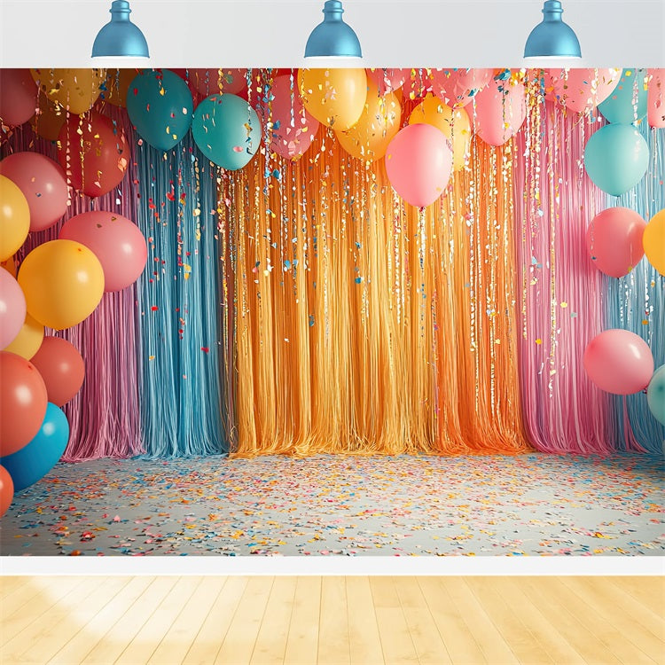 Toile de Fond Joyeux Anniversaire Écran Ballons Fleurs BRP10-380