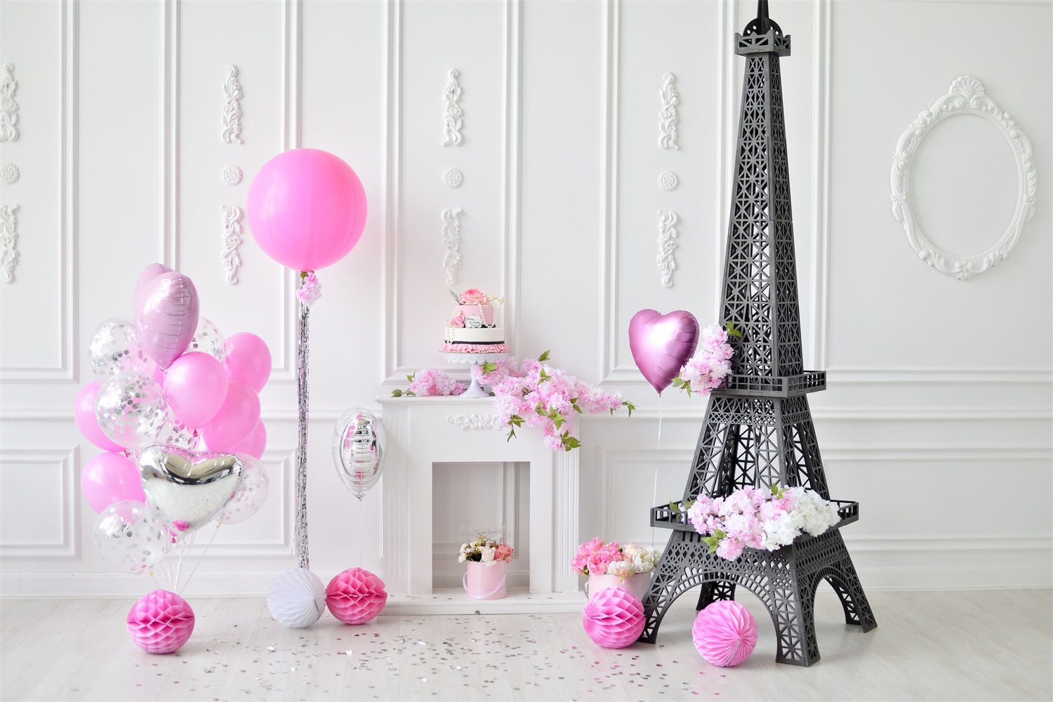 Toile de Fond Anniversaire Tour Eiffel Ballons BRP10-385