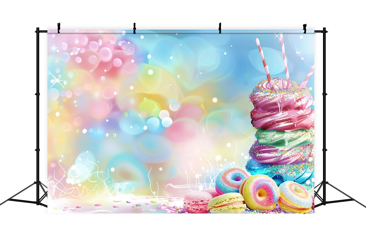 Toile de Fond Anniversaire Sucette Sucrée Macarons BRP10-391