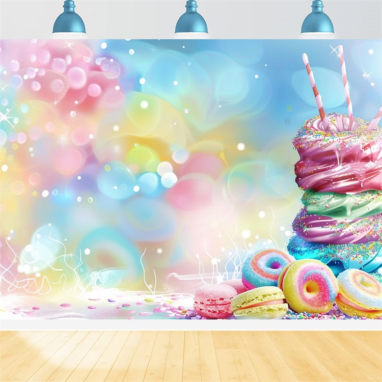 Toile de Fond Anniversaire Sucette Sucrée Macarons BRP10-391