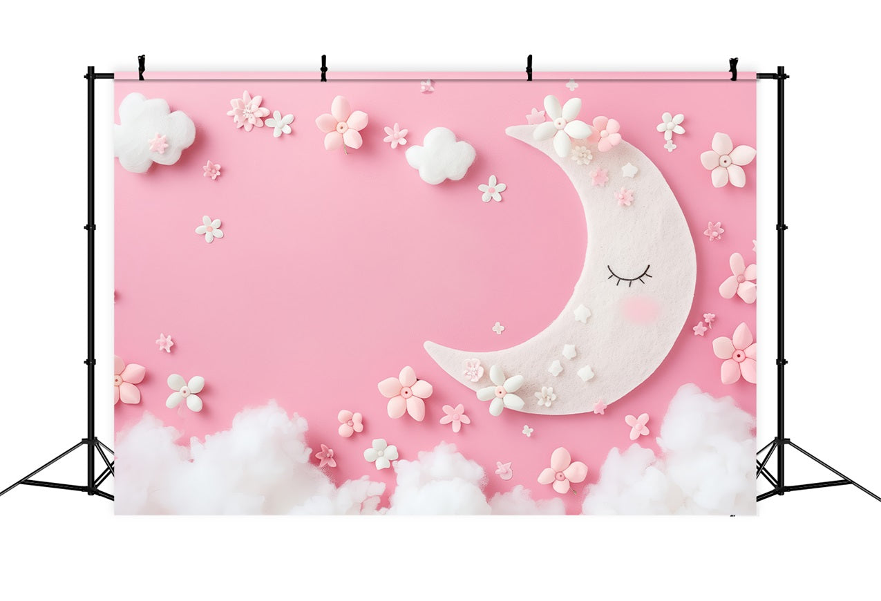 Toile de Fond Anniversaire Nuages Rose Lune Fantaisie BRP10-392