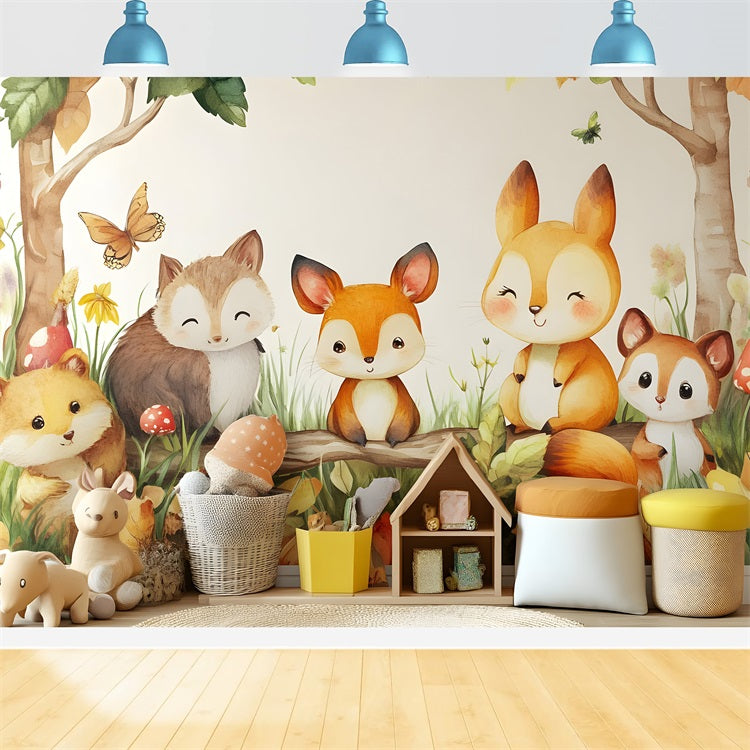 Toile de Fond Anniversaire Animaux de Forêt Enfants BRP10-395