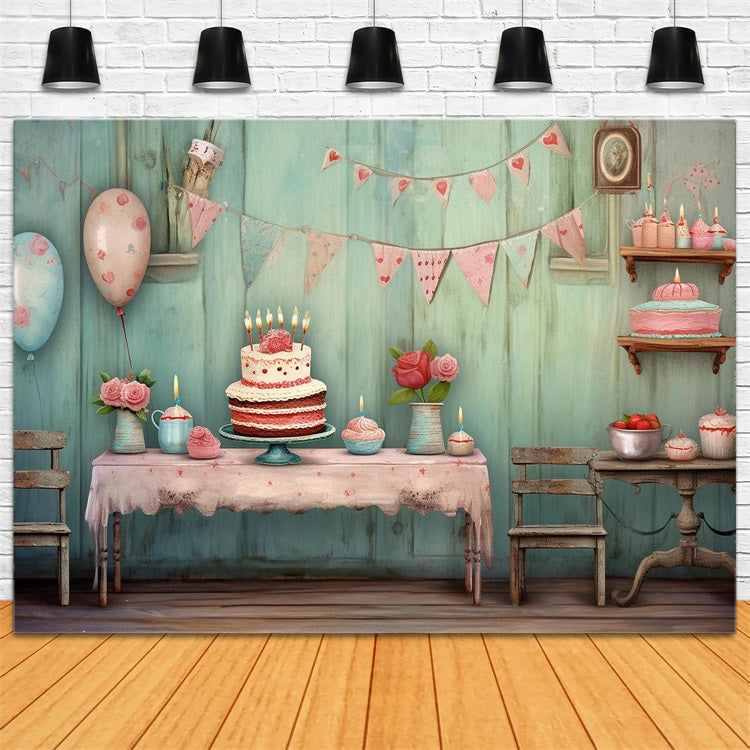 Toile de Fond Anniversaire Gâteau Table Guirlande BRP10-396