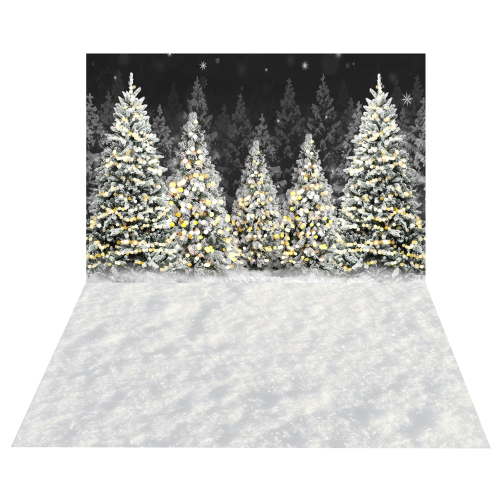 Toile de Fond de Décor de Forêt Hivernale + Sol Enneigé BRP10-458